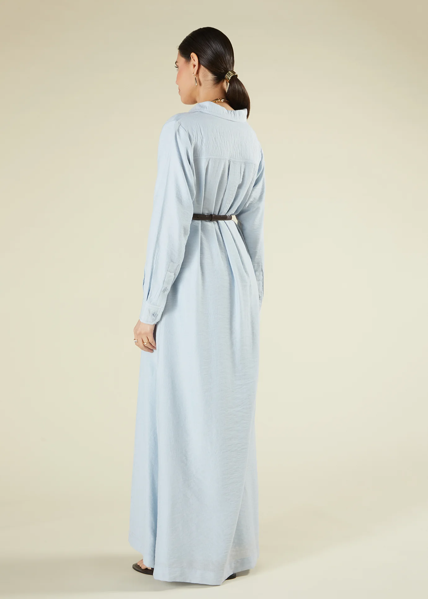 Blue Cotton Maxi Shirt - Image 3
