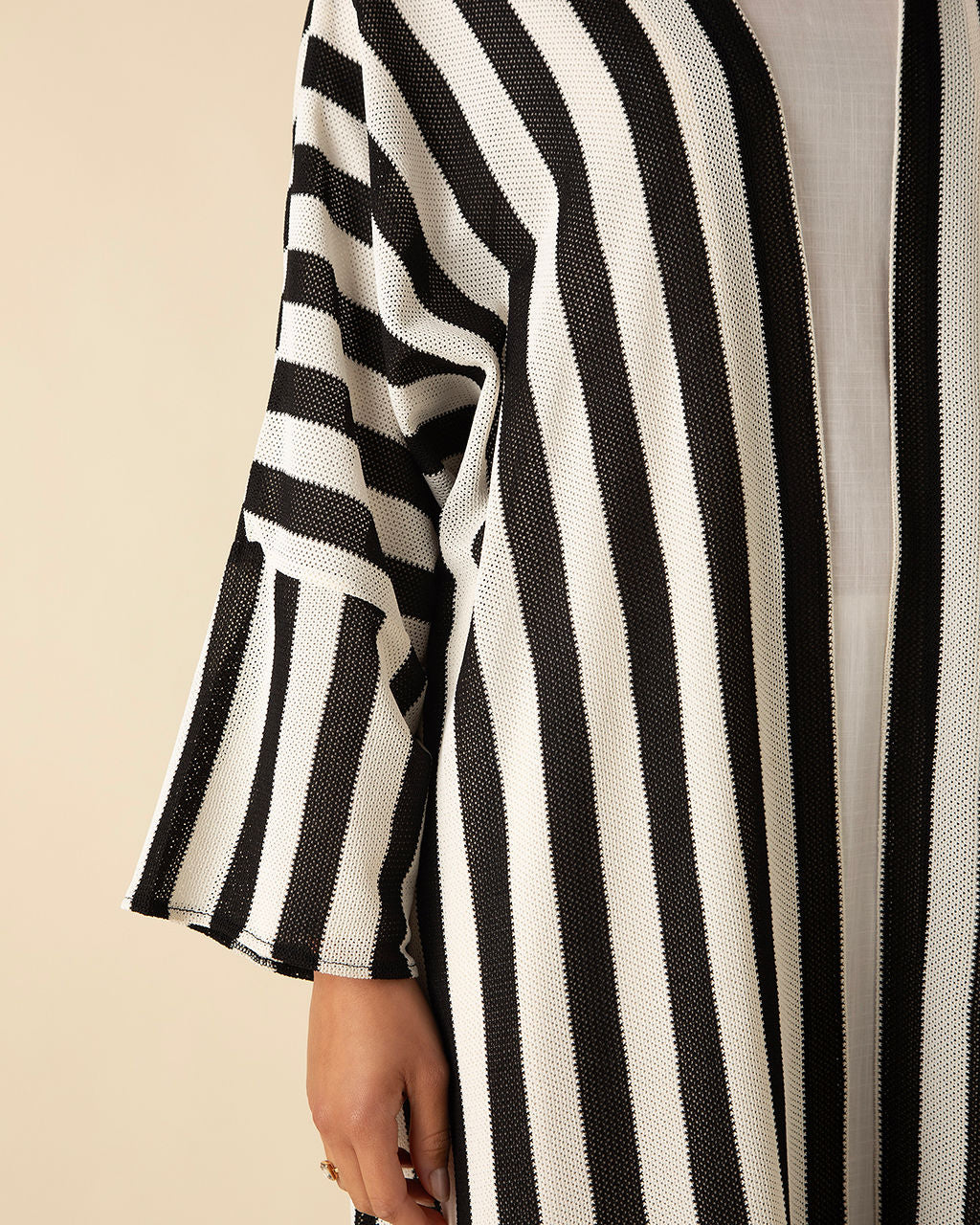 Bold Stripe Crochet Kimono - Image 4