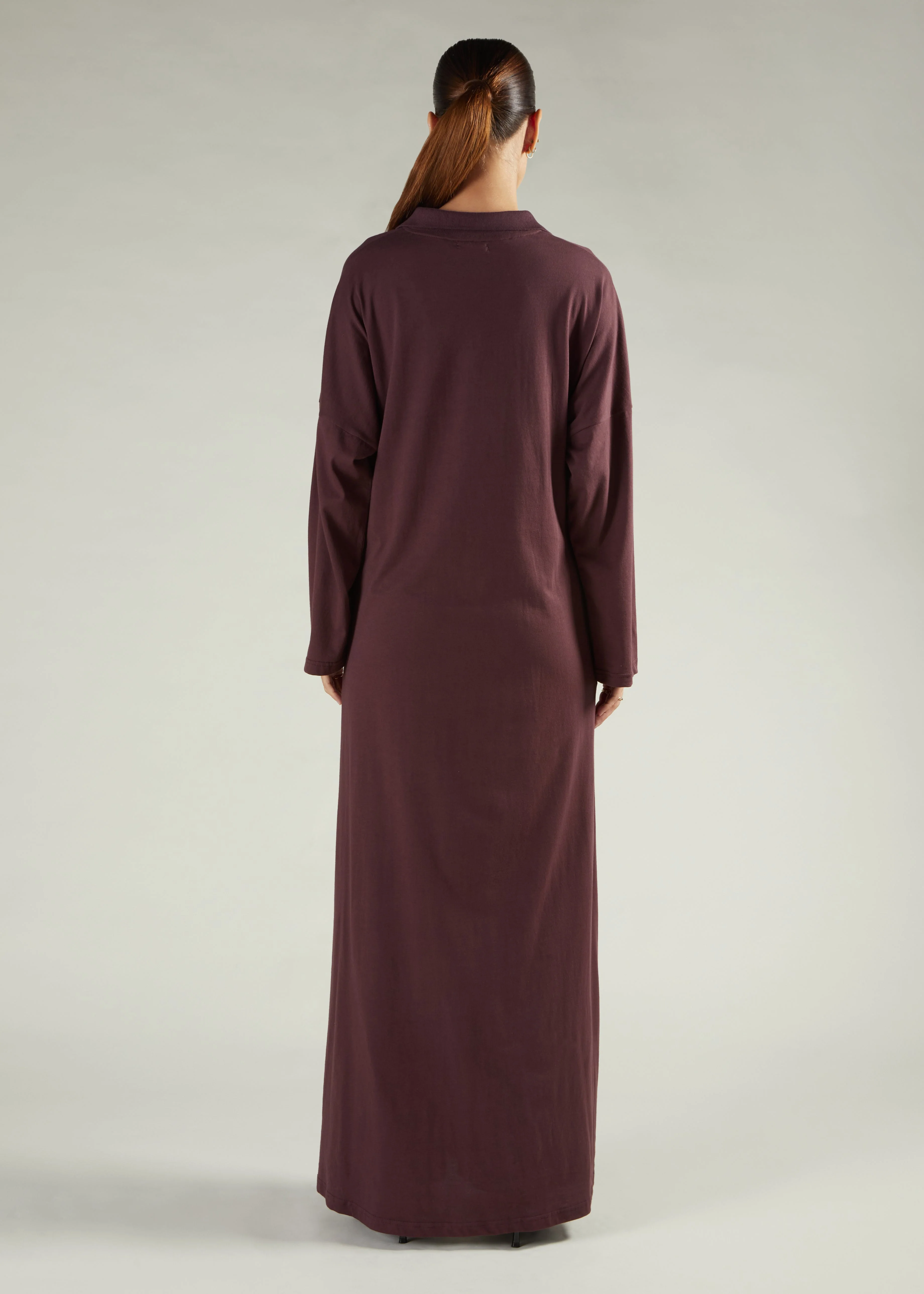 Casual Polo Abaya Brown - Image 3