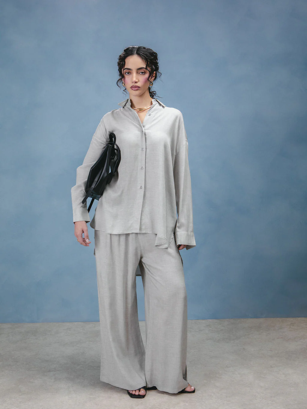 Cotton Co-Ord Set Grey - Image 2