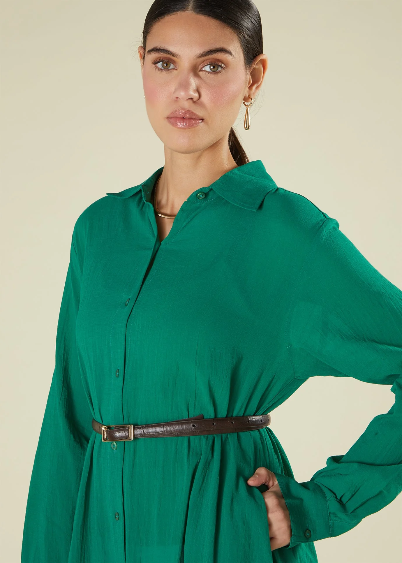 Emerald Green Maxi Shirt - Image 4