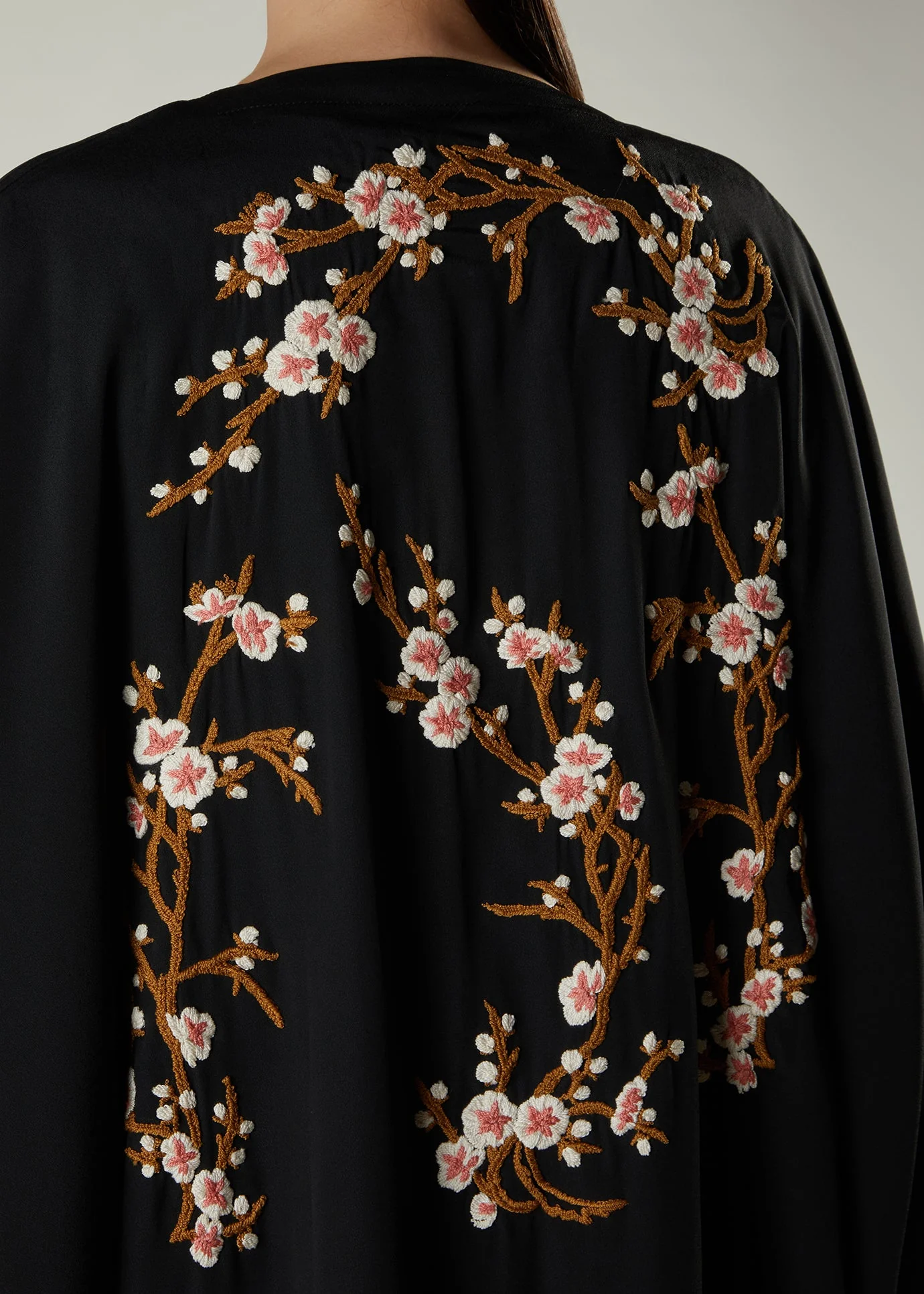 Frangipani Open Abaya Black - Image 2