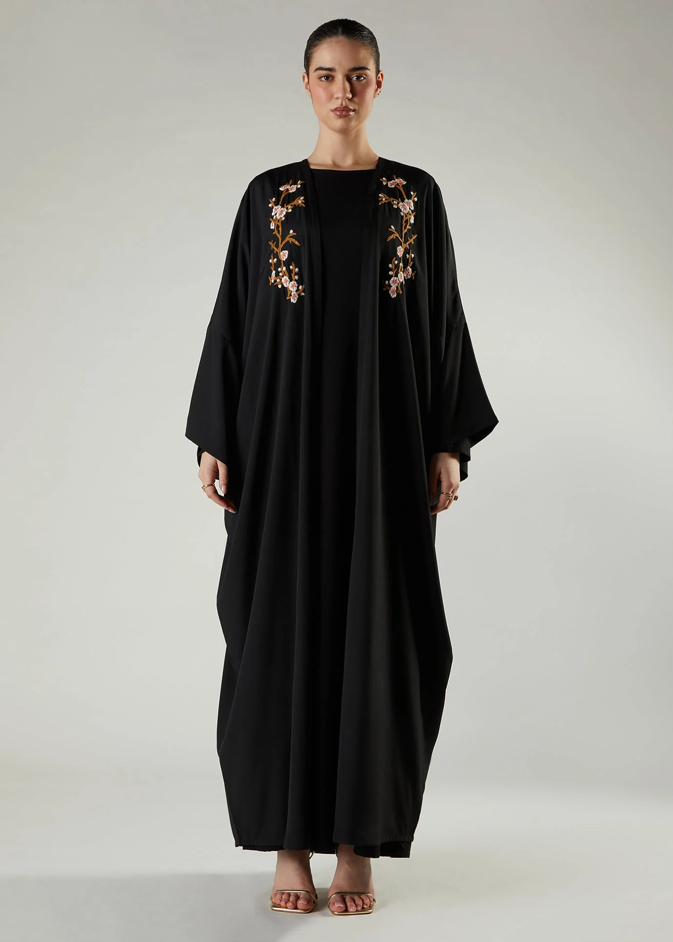 Frangipani Open Abaya Black - Image 4