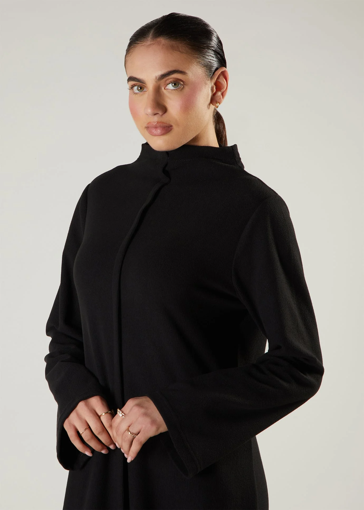 Front Seam Abaya Black - Image 4