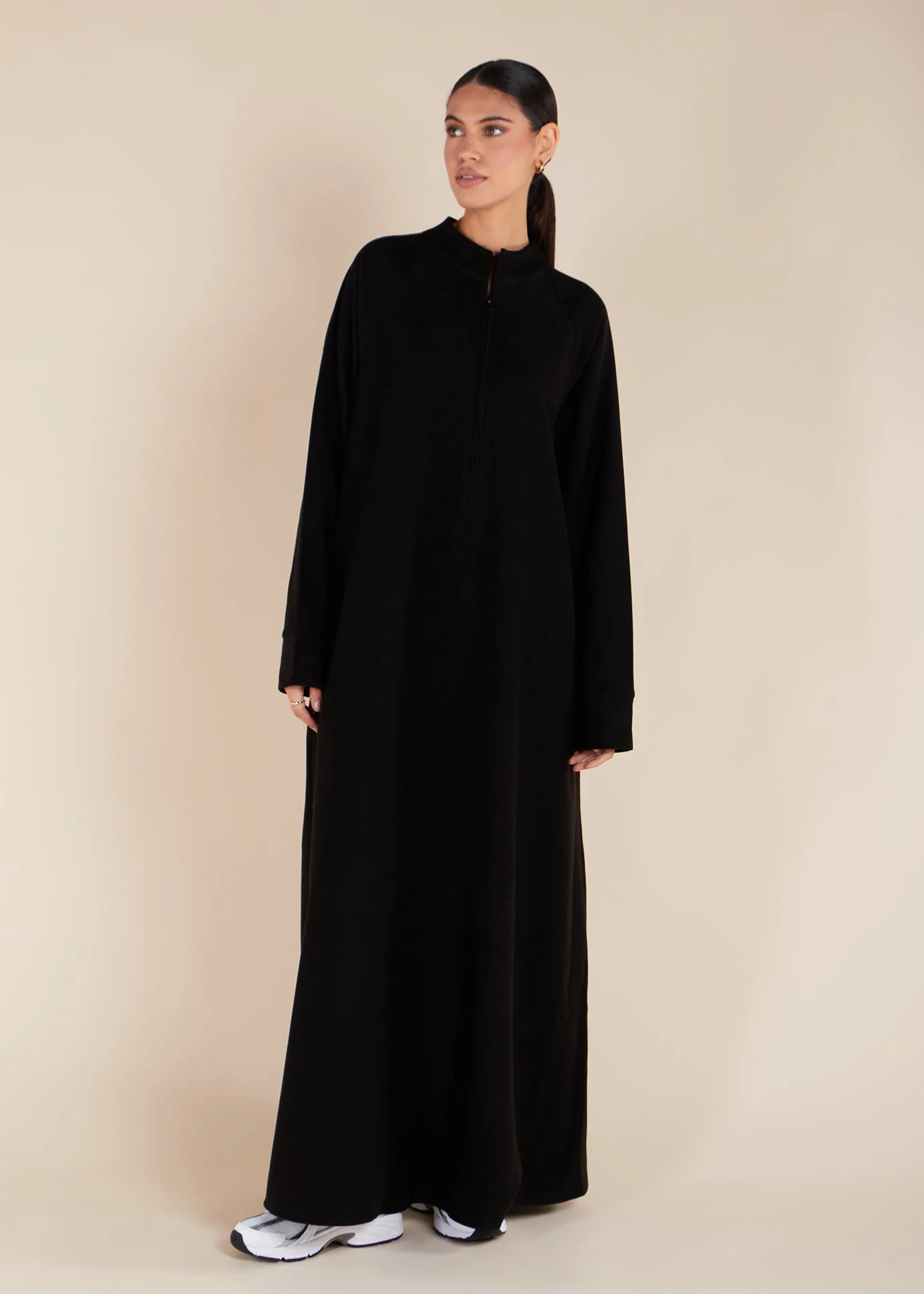 Front Zip Abaya Black - Image 2