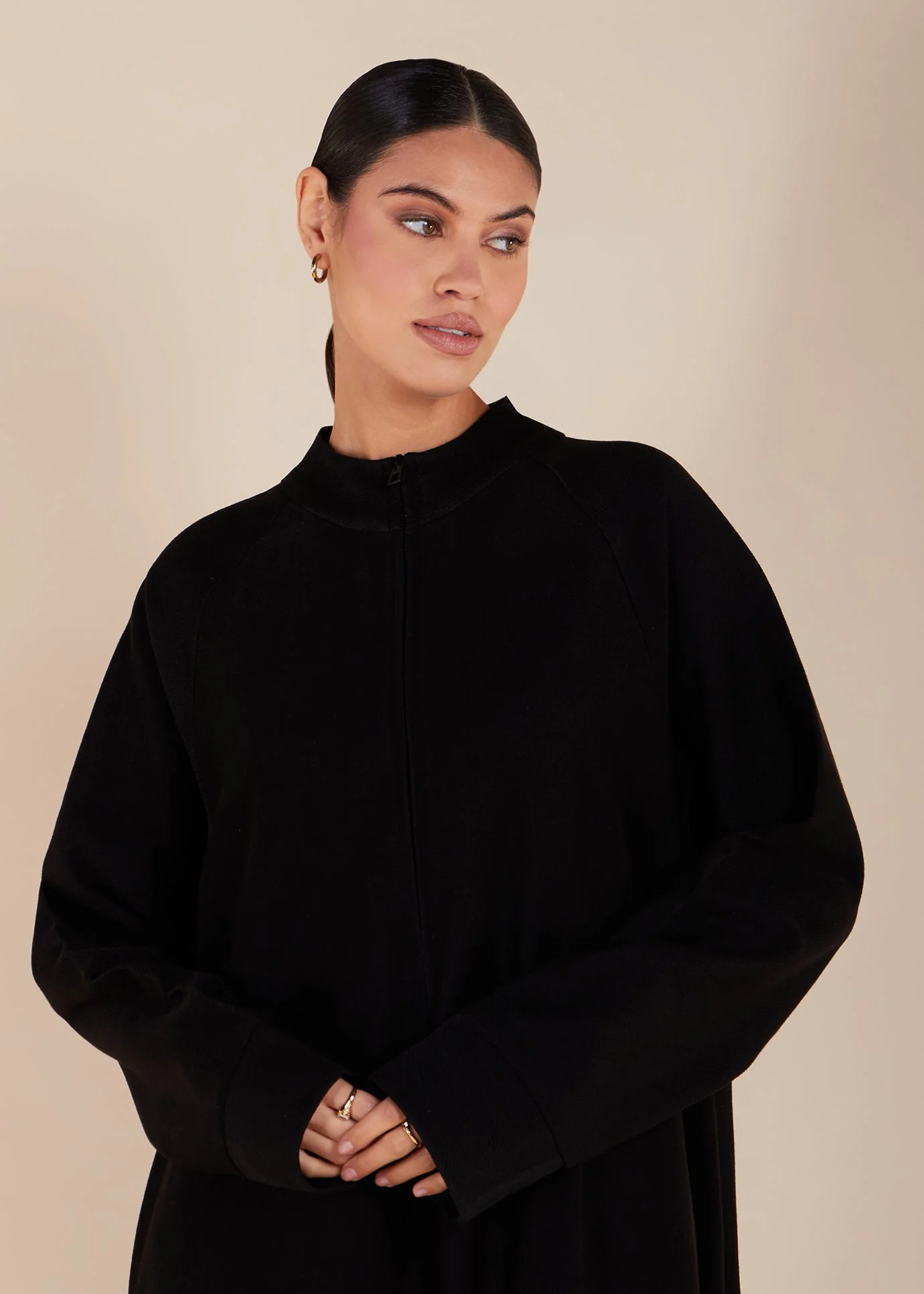 Front Zip Abaya Black - Image 5