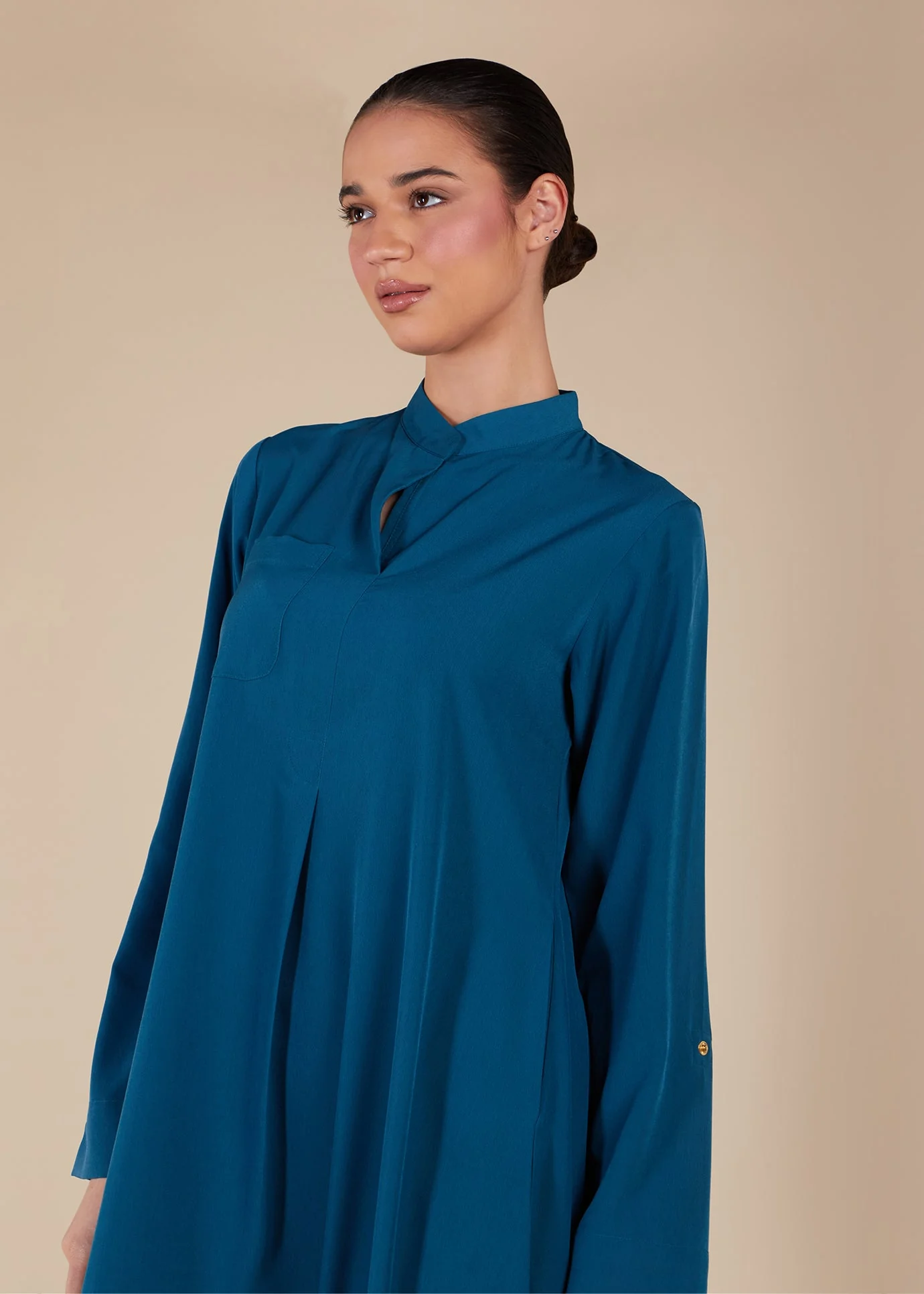 High Neck Abaya Blue - Final Sale - Image 3