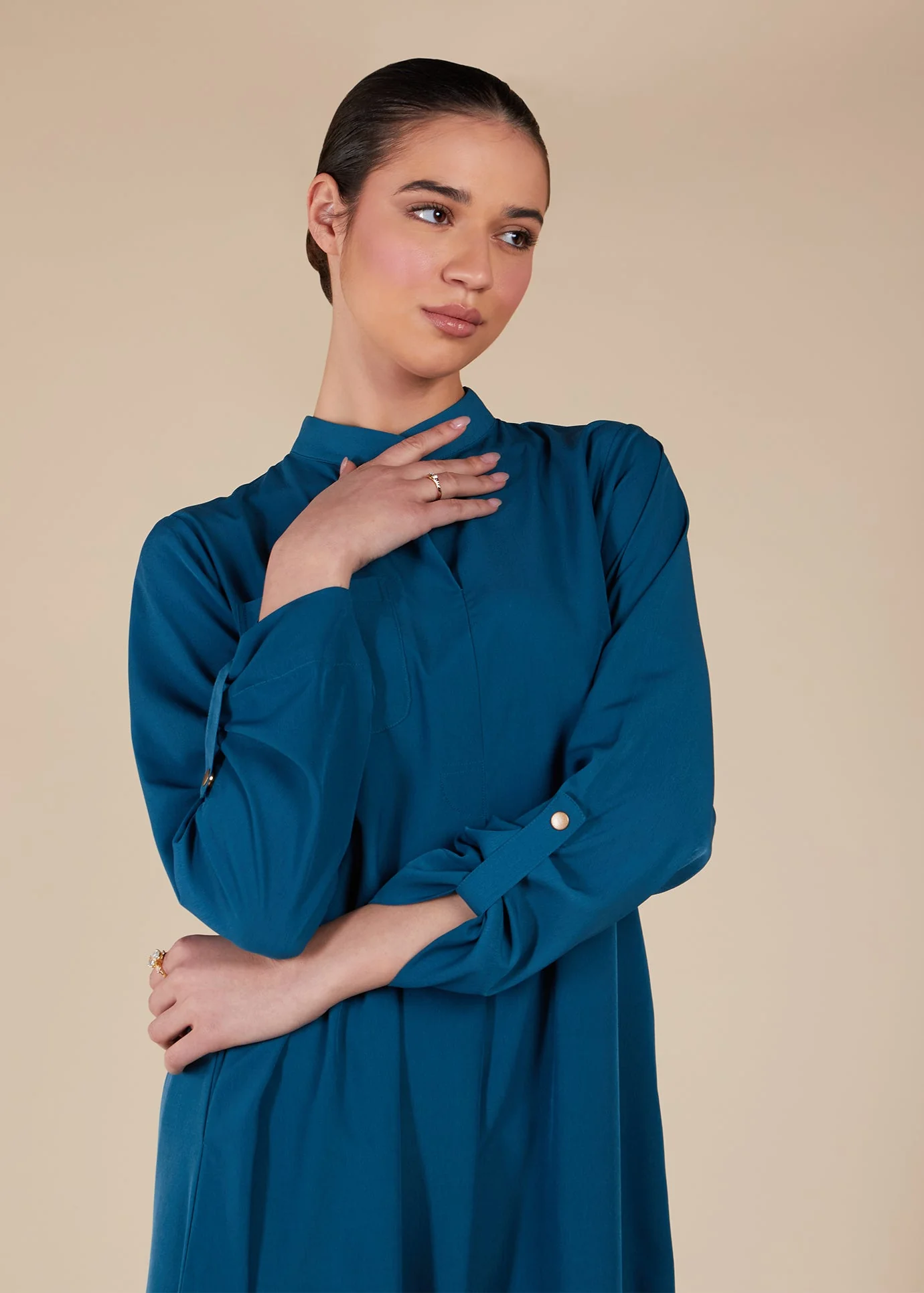 High Neck Abaya Blue - Final Sale - Image 4