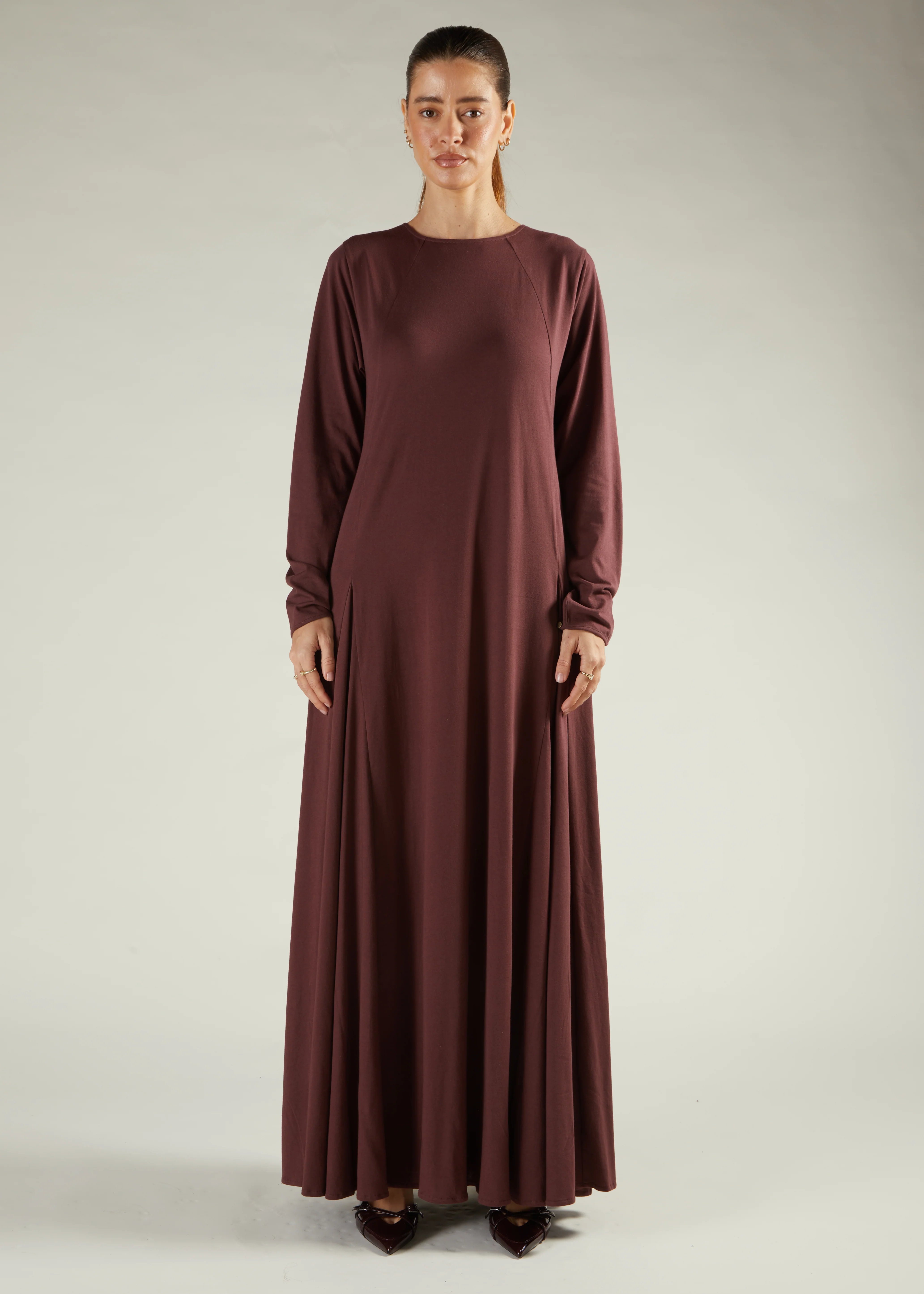 High Neck Abaya Brown - Image 2