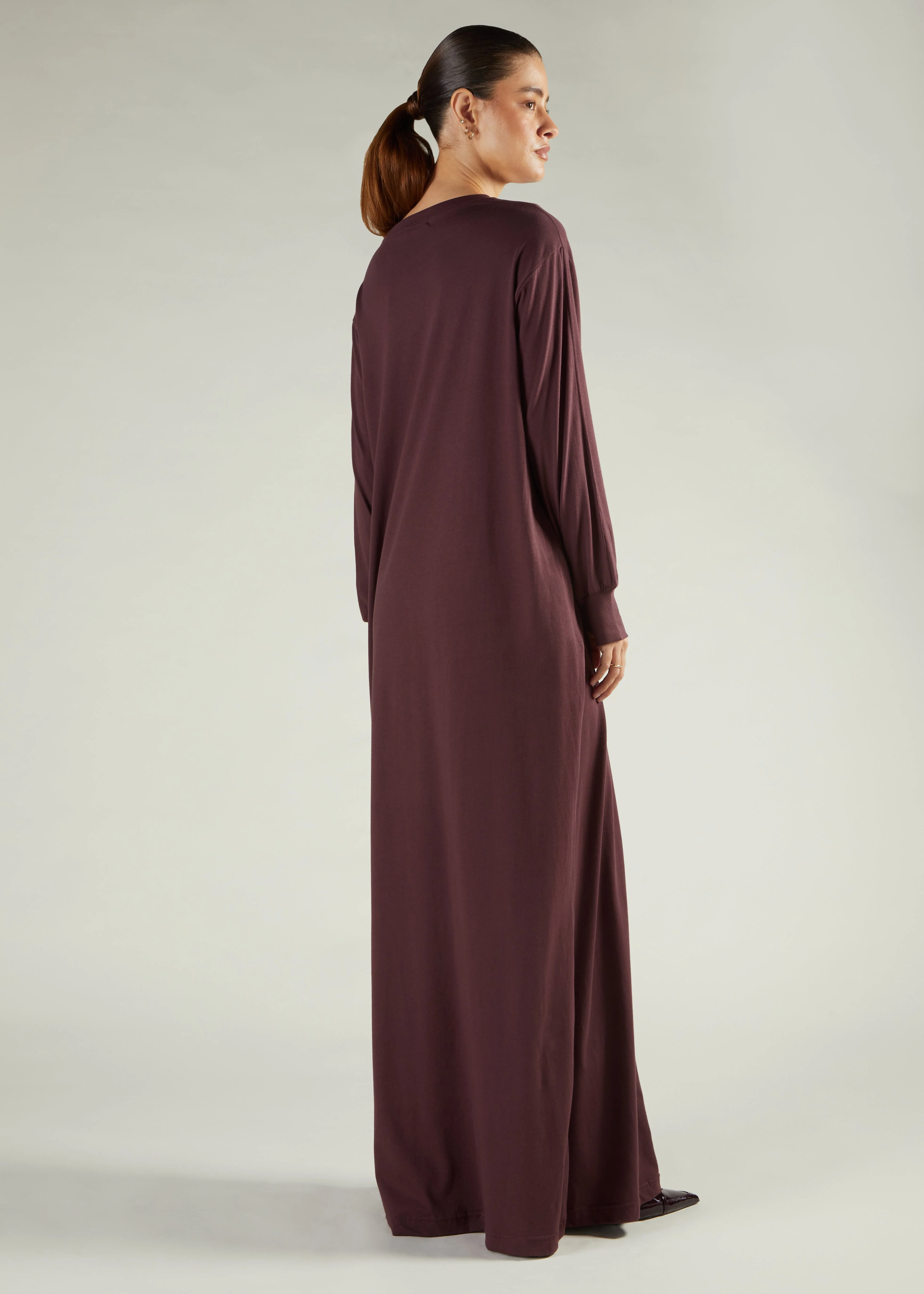 Long Tee Abaya Brown - Image 3