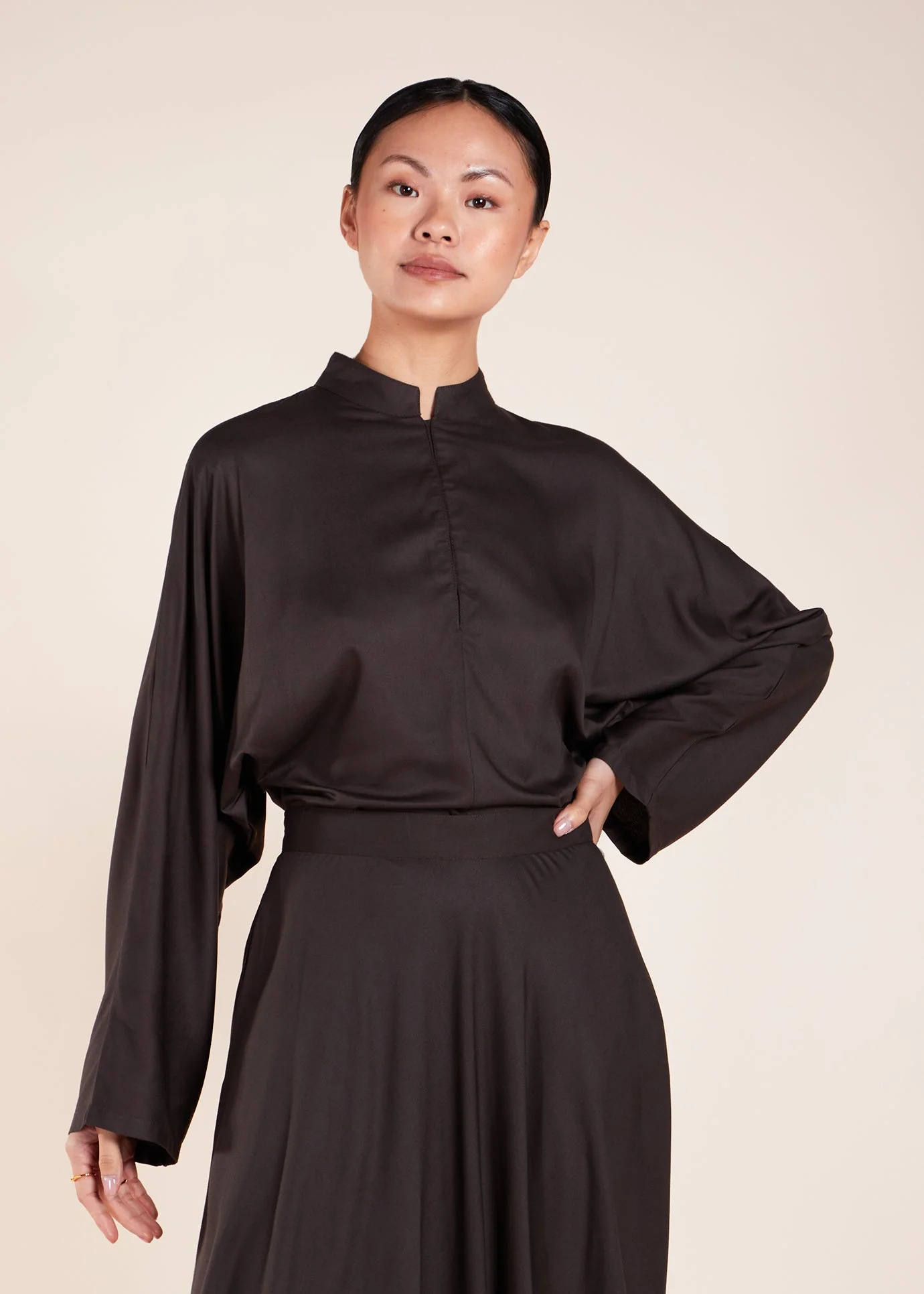 Mandarin Collar Top Charcoal - Image 7