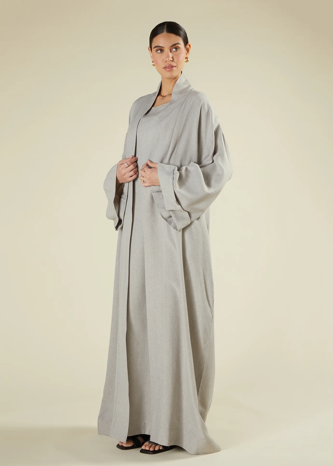 Open Abaya Grey - Image 5