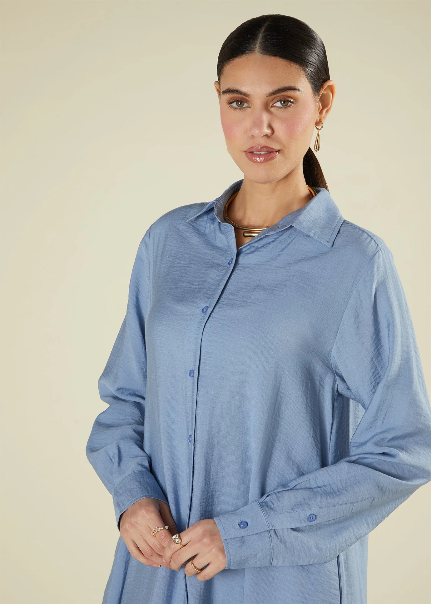 Oxford Blue Maxi Shirt - Image 4