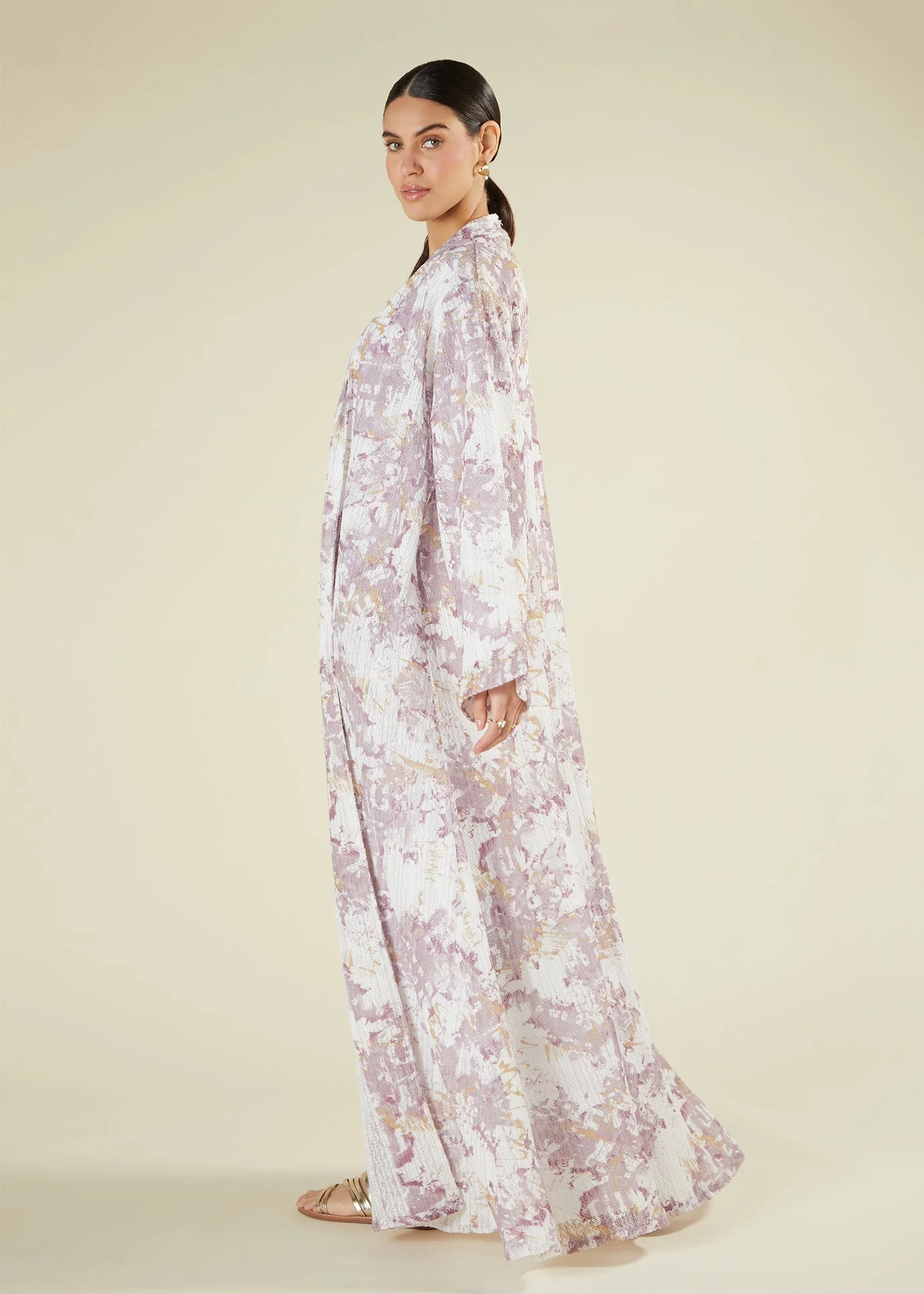 Pink & Taupe Crochet Kimono - Image 6