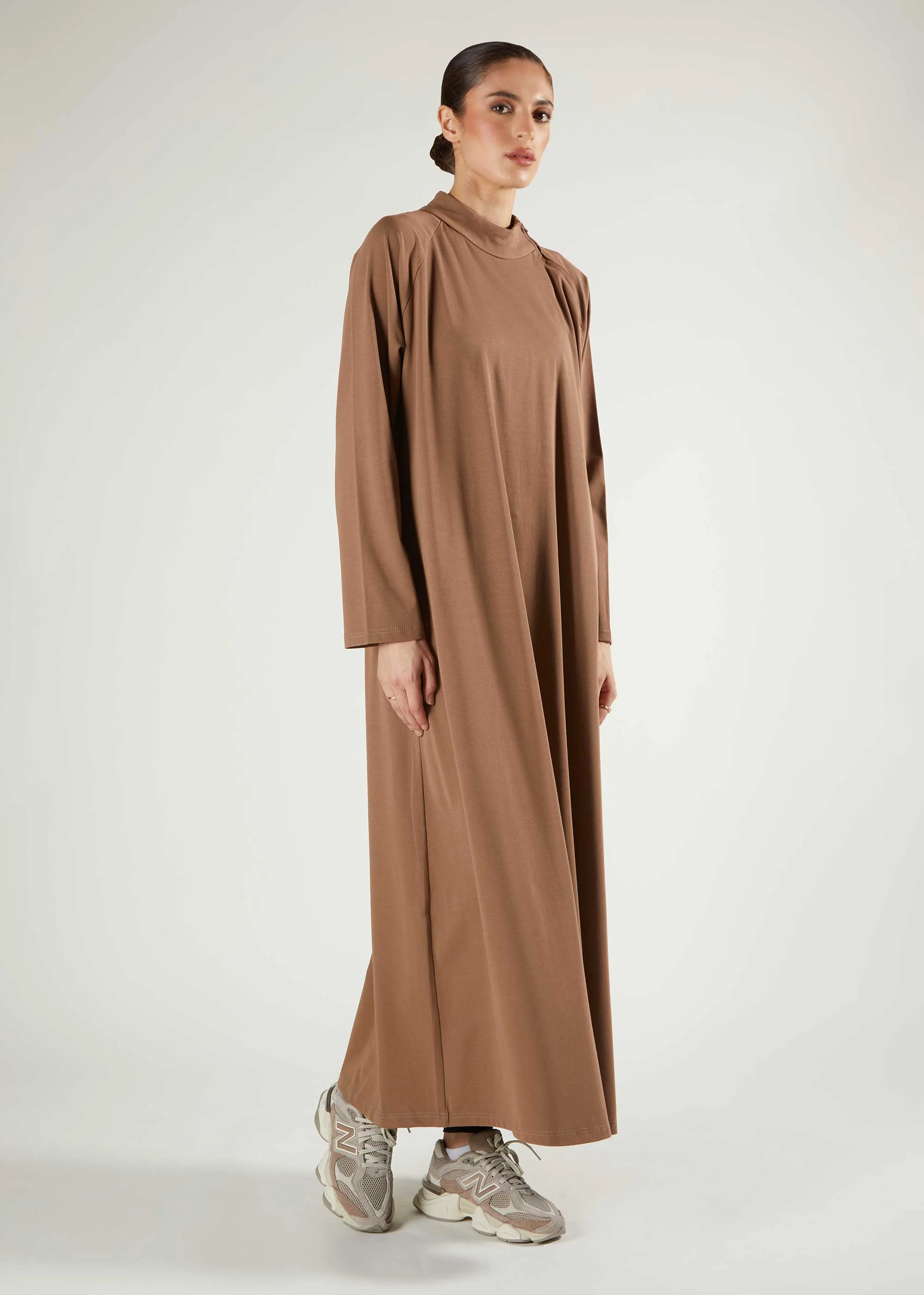 Ribbed Zip Abaya Coffee - Image 2