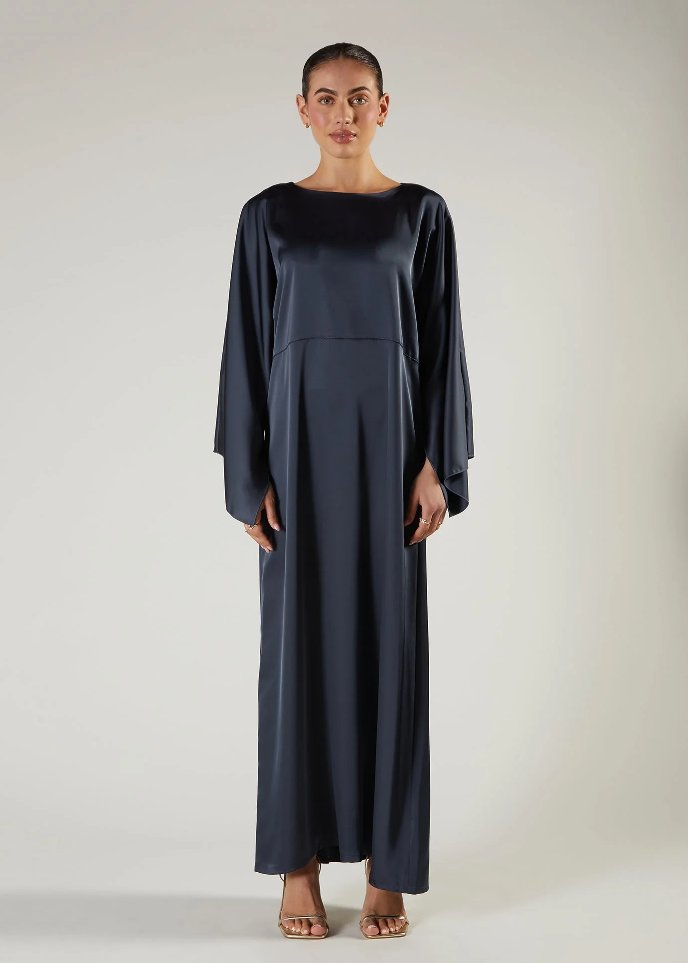 Satin Abaya Blue - Image 3