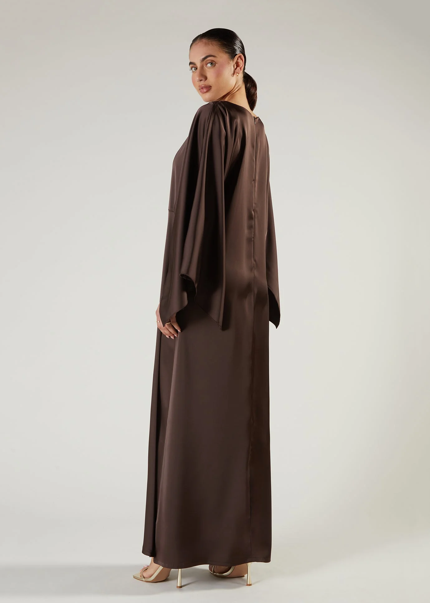Satin Abaya Brown - Image 4