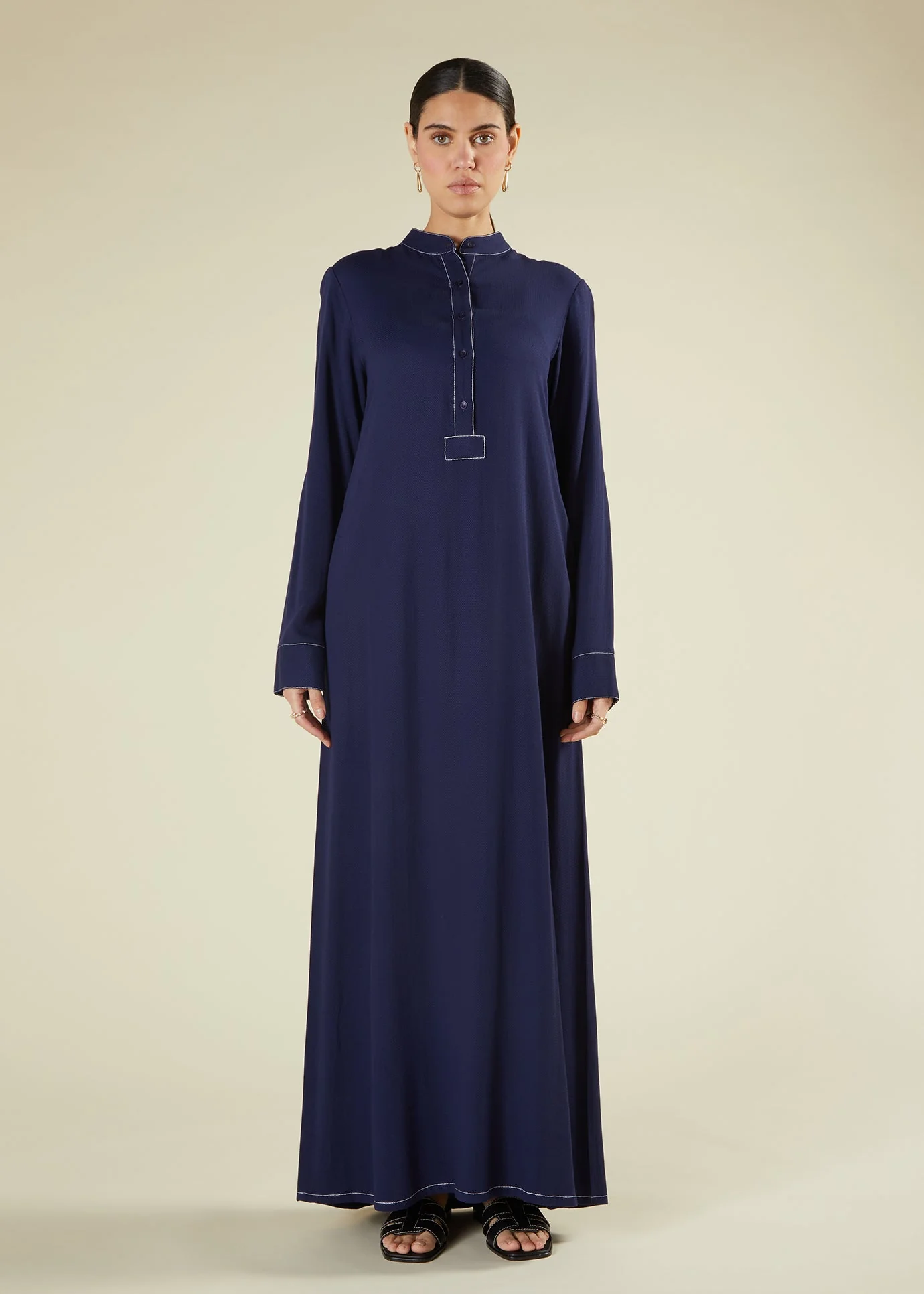 Self Print Abaya Navy - Image 2