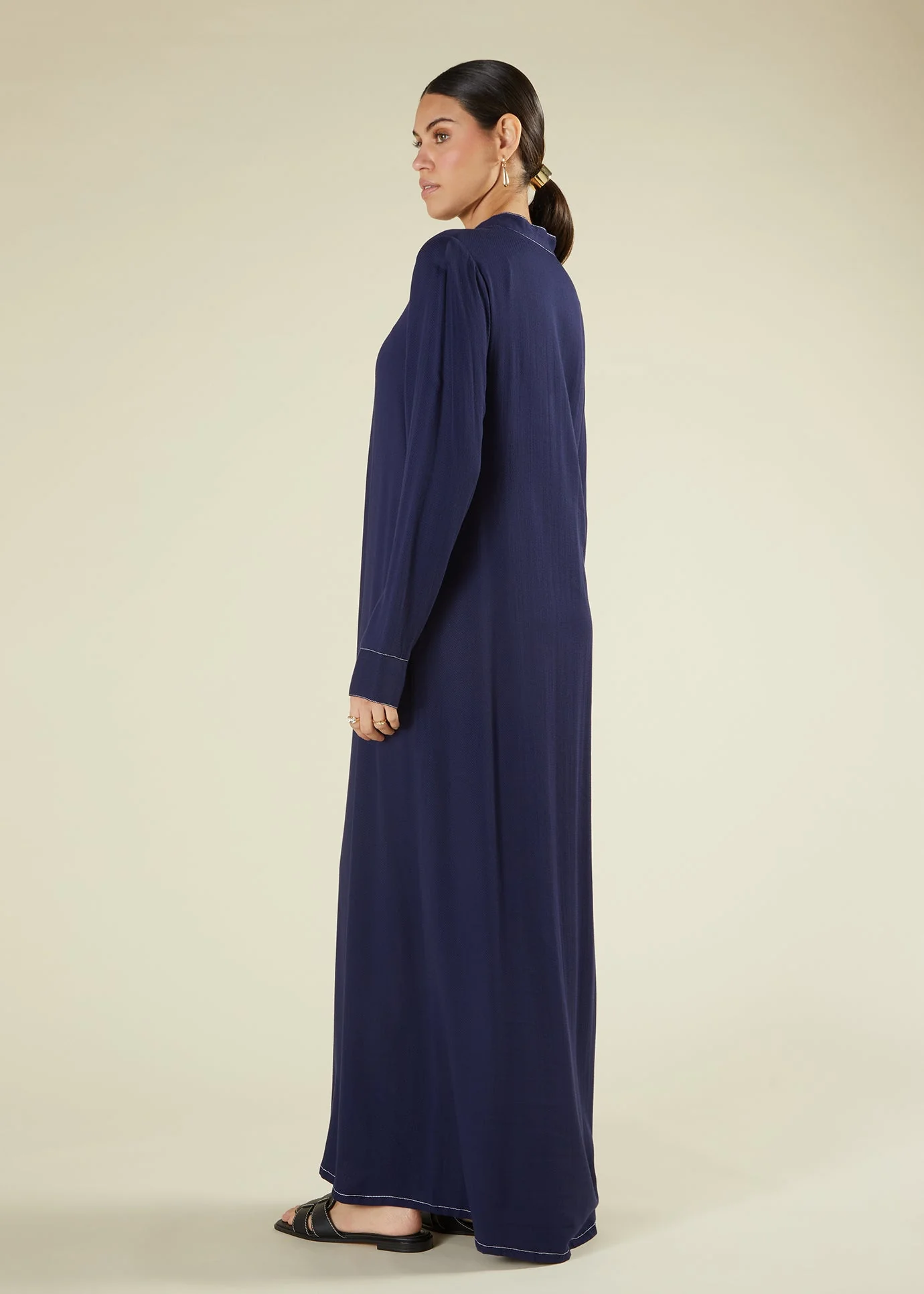 Self Print Abaya Navy - Image 3