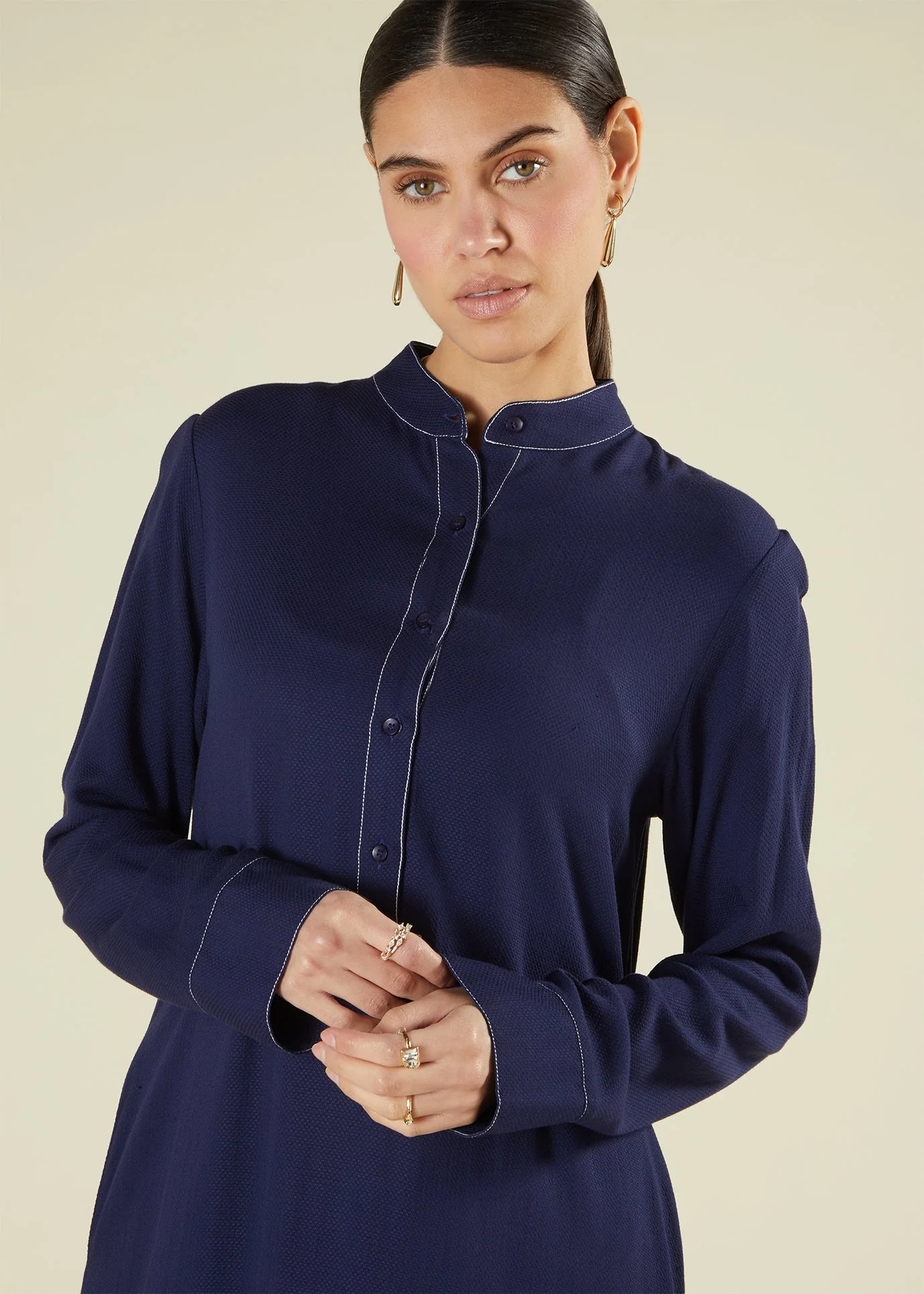 Self Print Abaya Navy - Image 4