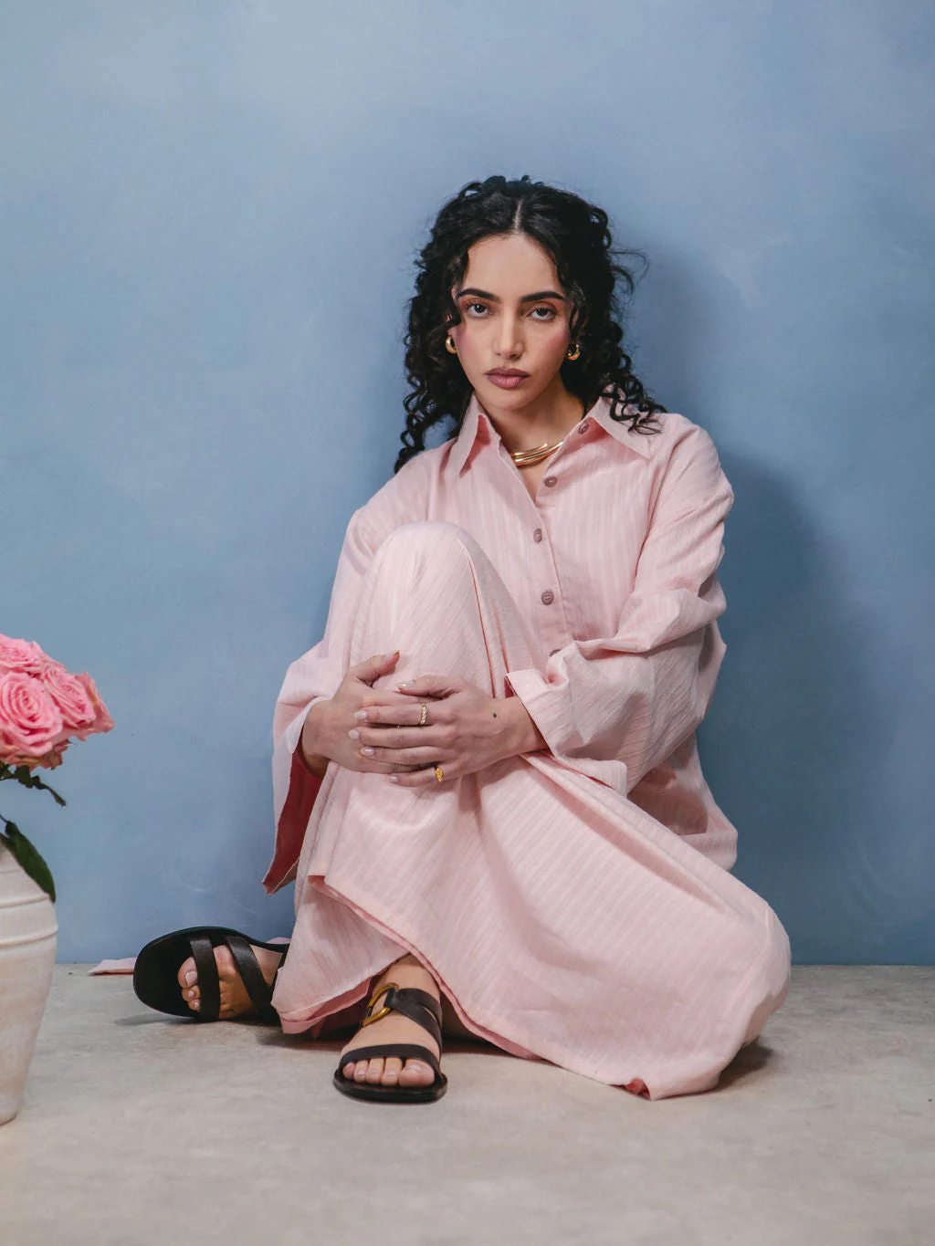 Self Stripe Cotton Maxi Blush - Image 7