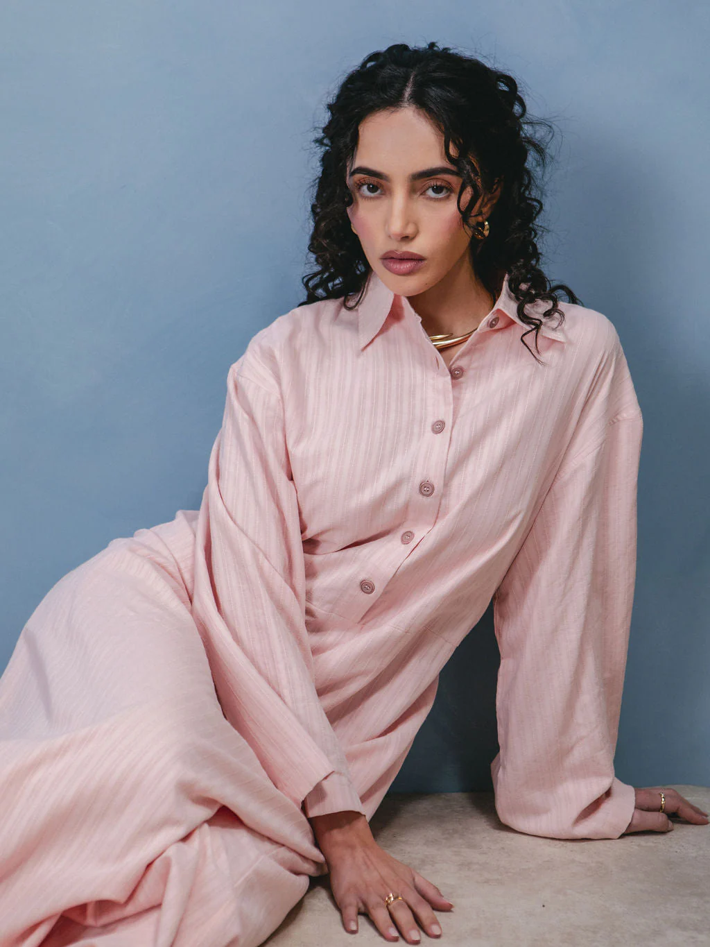 Self Stripe Cotton Maxi Blush - Image 8