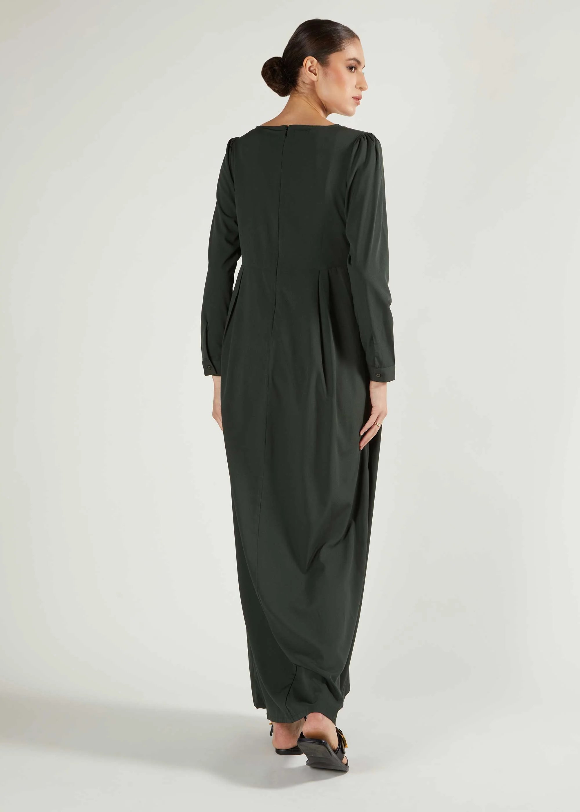 Skirted Abaya Dark Green - Image 2