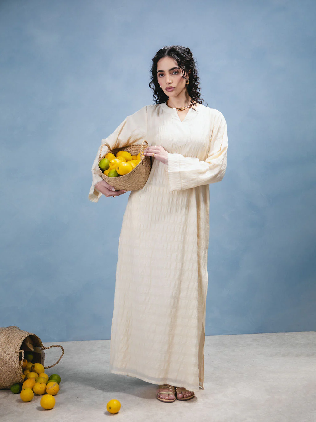 Textured Abaya Cream - Image 7