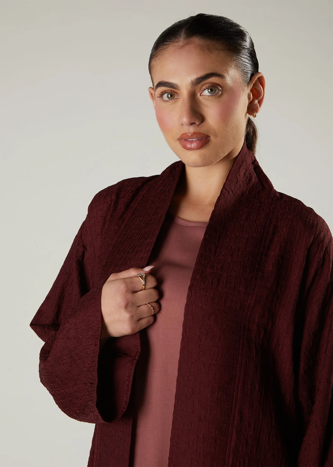 Textured Plum Kimono - Image 4
