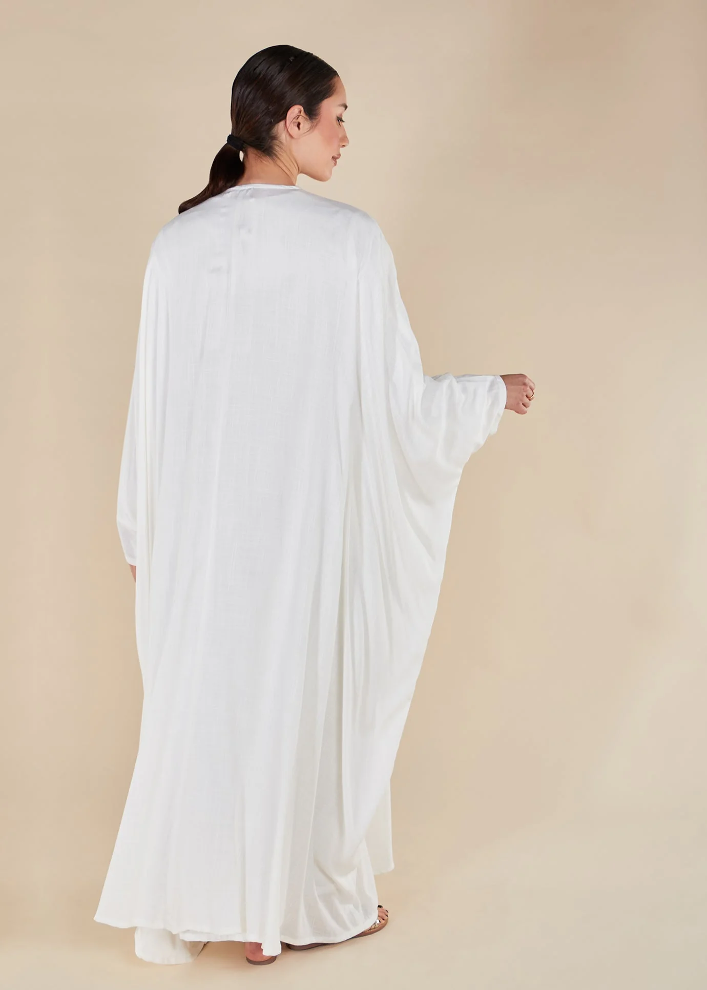Twill Open Abaya White - Image 5