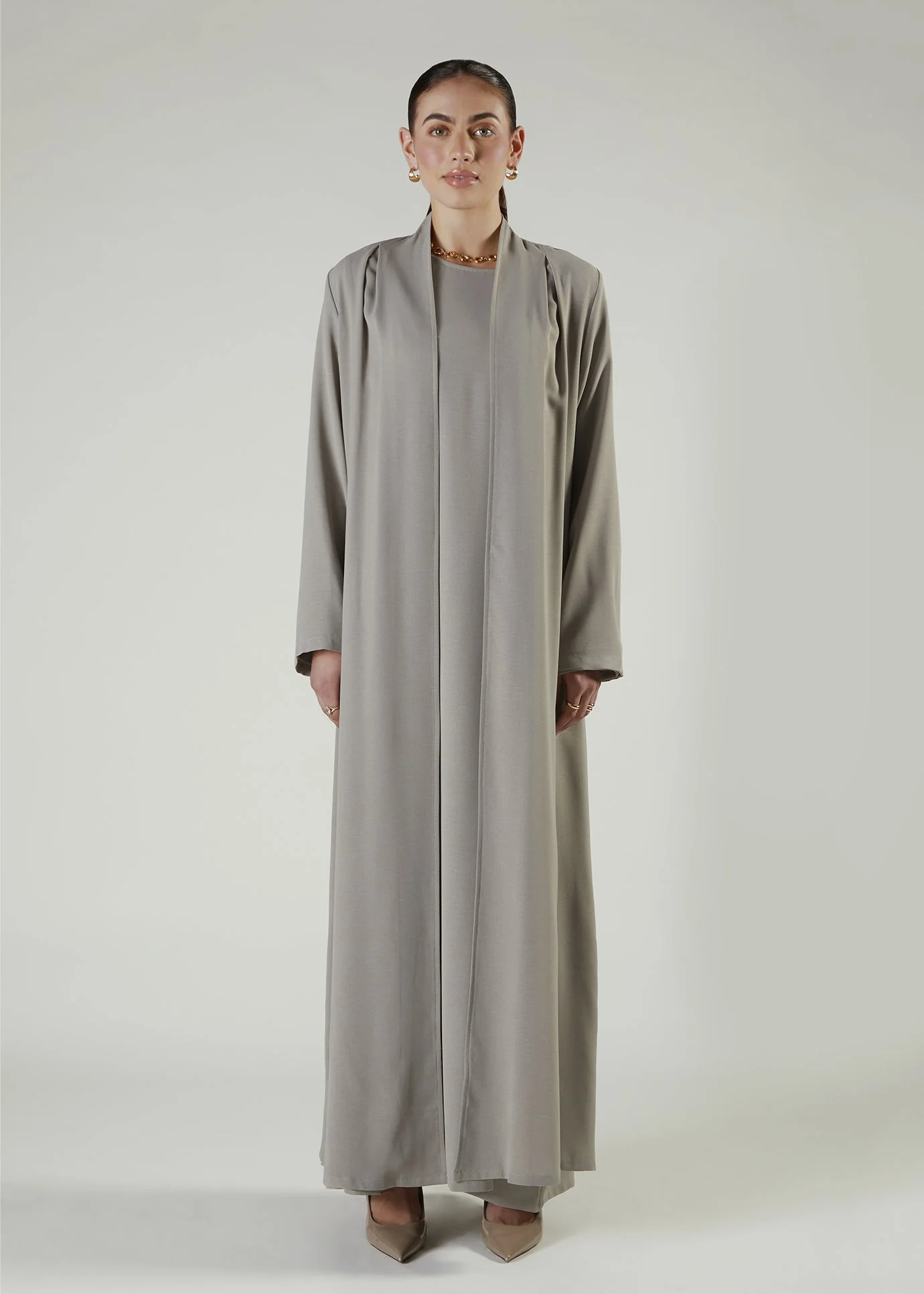 Two Piece Open Abaya Salt - Image 2