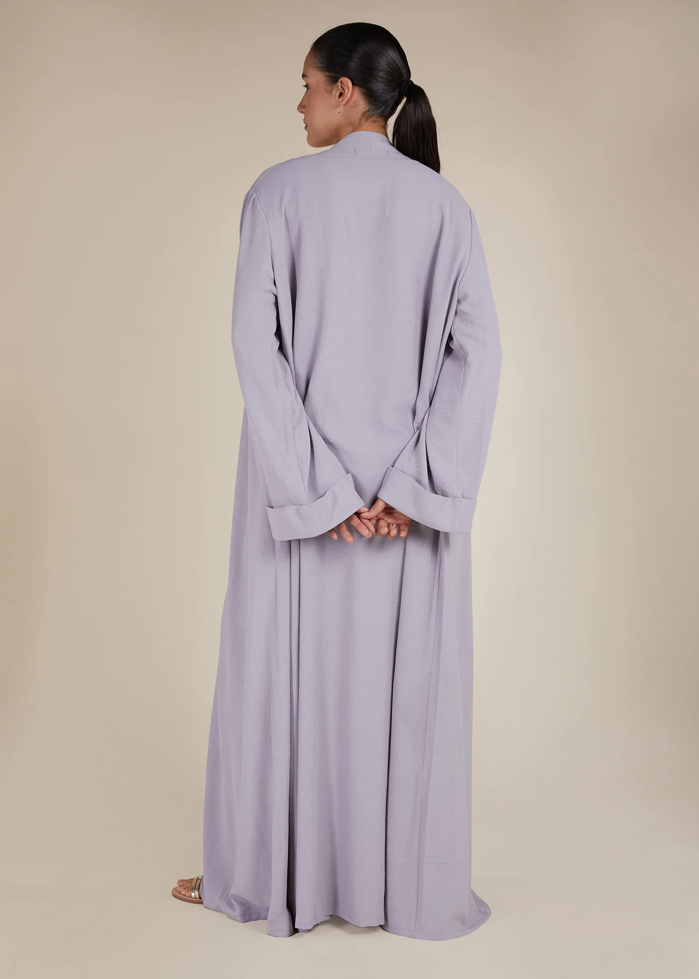 Two Piece Open Abaya With Slip Lilac - Image 5