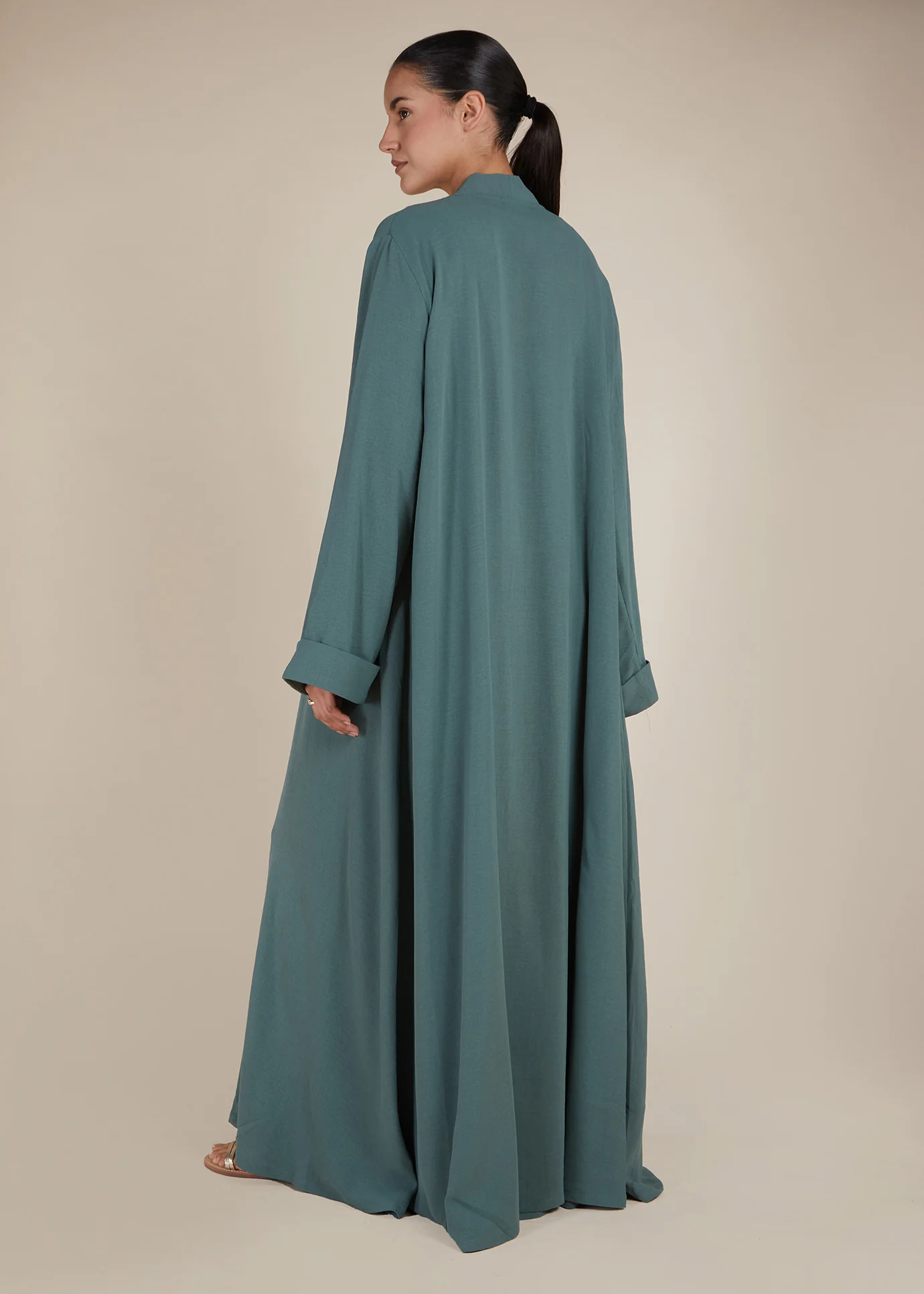 Two Piece Open Abaya With Slip Sage - Image 5